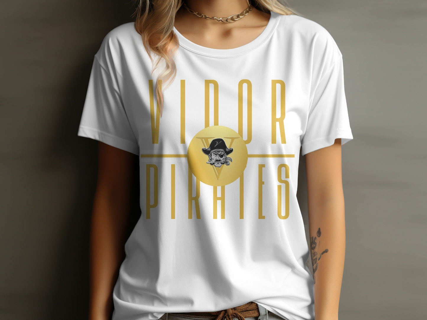 Jen Peete Designs Physical Item Vidor Pirates Logo T-Shirt