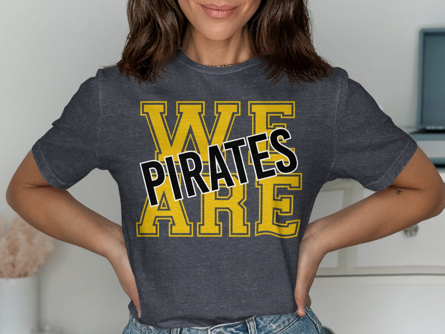 Jen Peete Designs Physical Item We Are Pirates Bold Block Letters T-Shirt