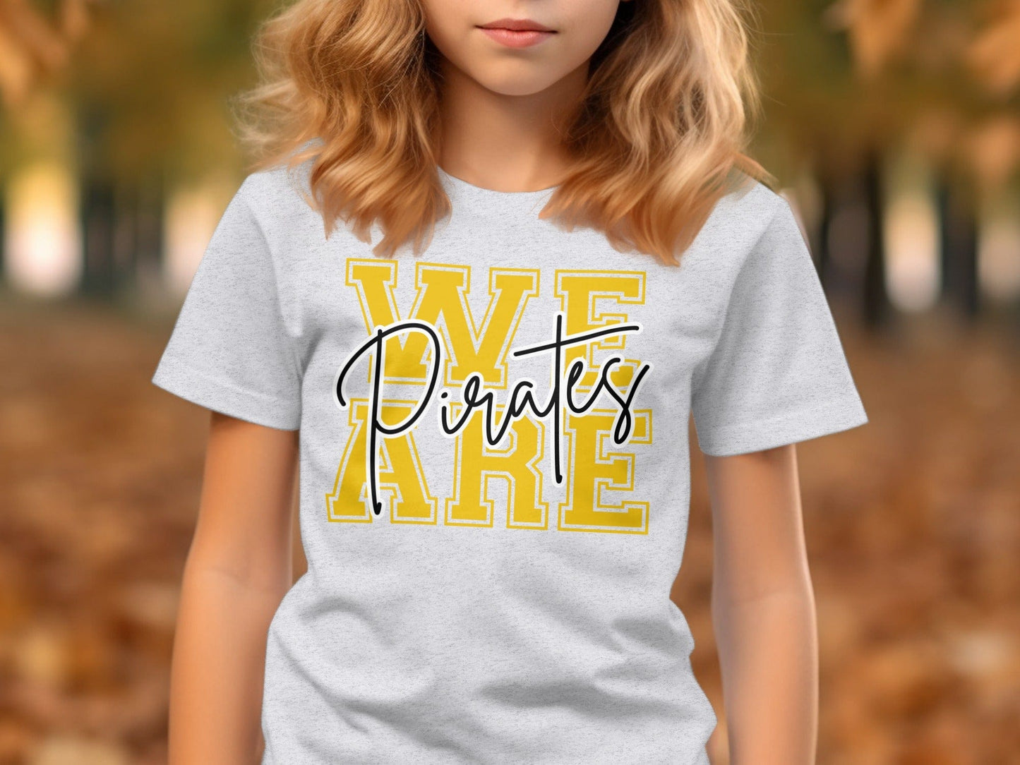 Jen Peete Designs Physical Item We Are Pirates Cursive Lettering Spirit Shirt