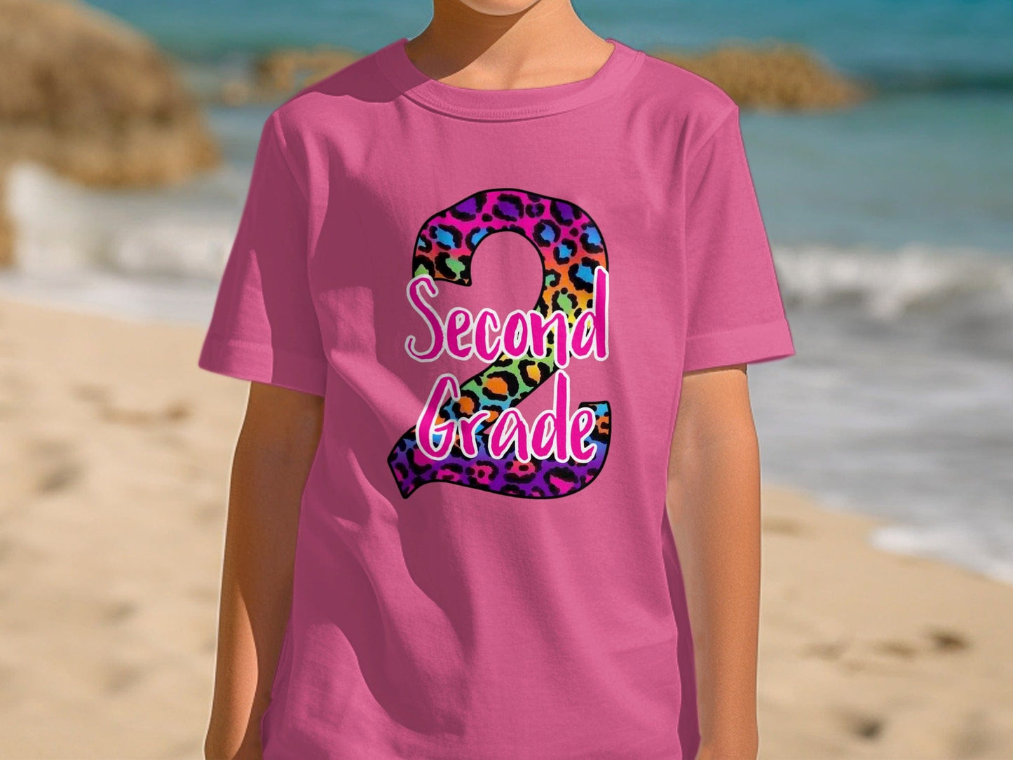 Jen Peete Designs Youth Clothing 2nd Grade Leopard Back to School T-Shirts