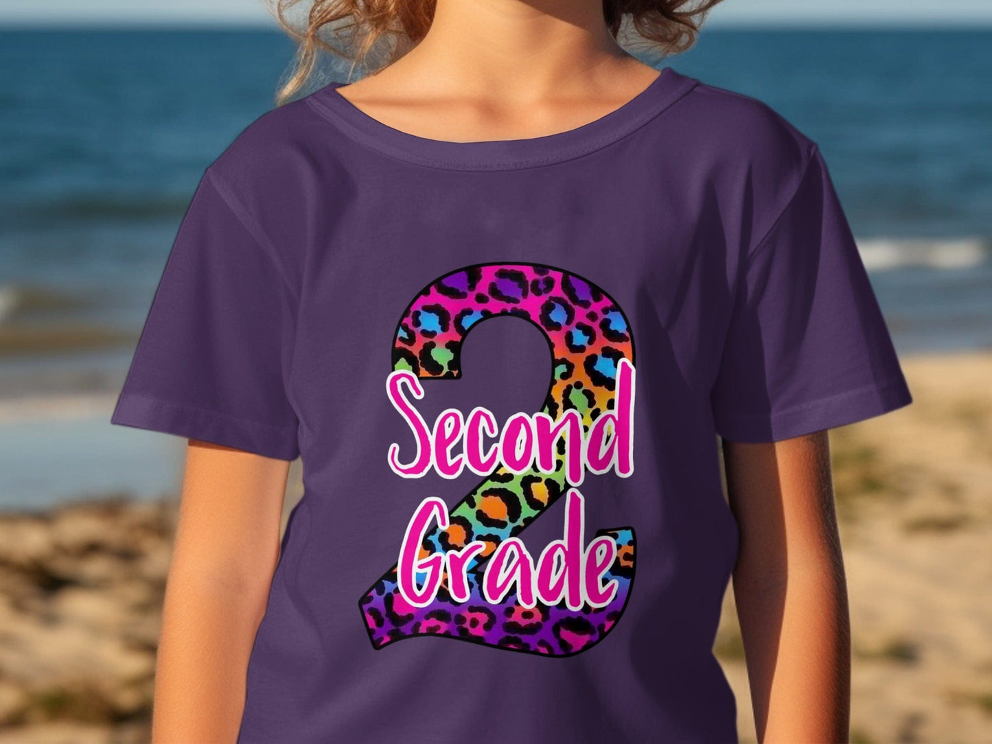 Jen Peete Designs Youth Clothing 2nd Grade Leopard Back to School T-Shirts