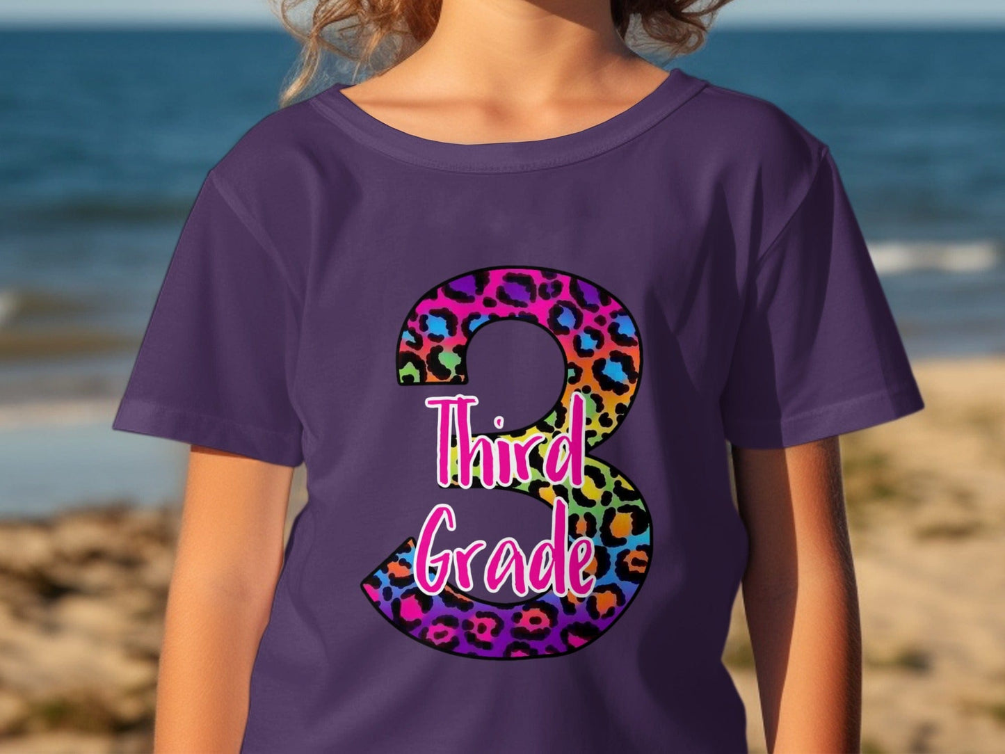 Jen Peete Designs Youth Clothing 3rd Grade Leopard Print Back to School T-Shirts