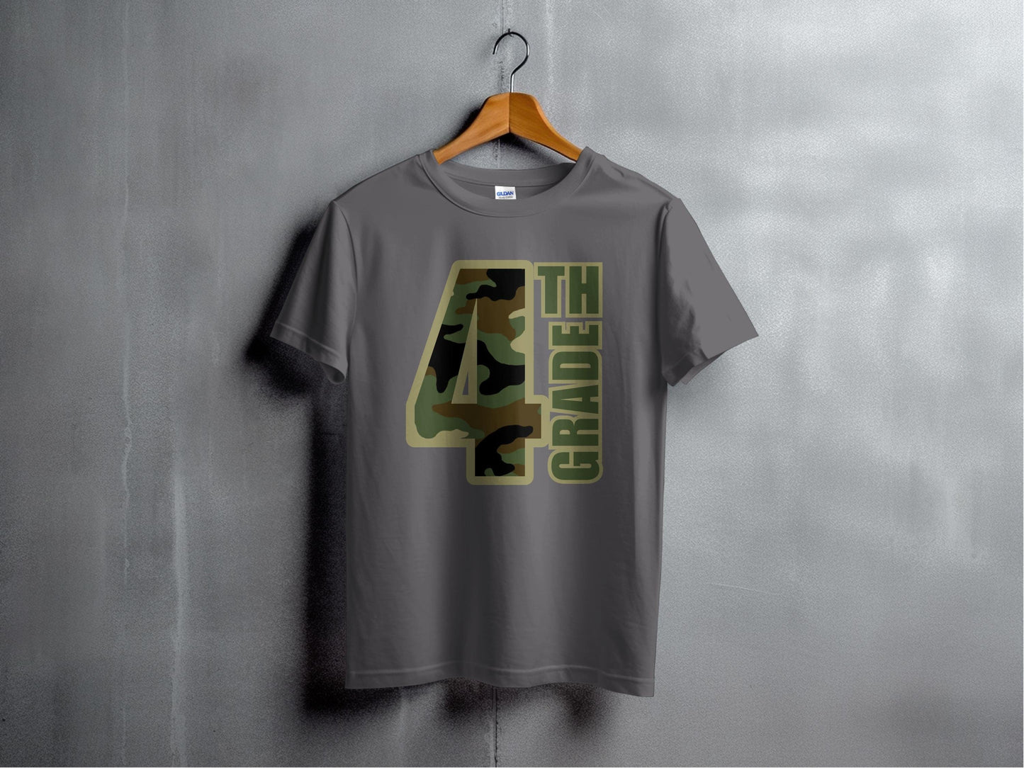 Jen Peete Designs Youth Clothing Fourth Grade Camouflage Back to School T-Shirt