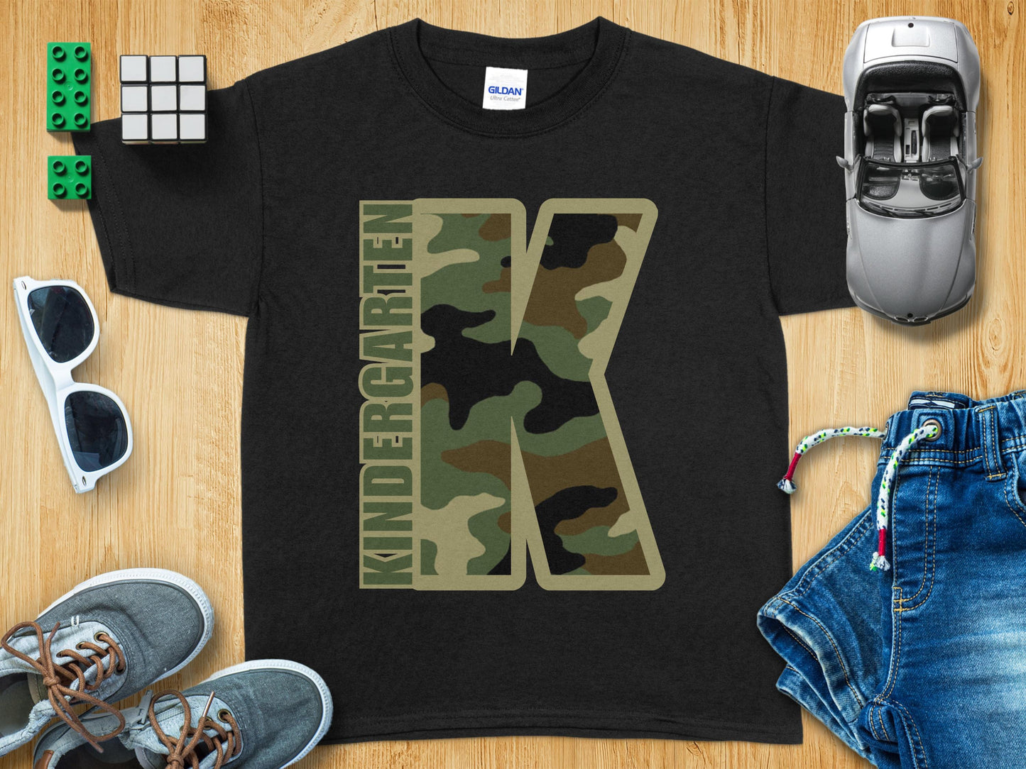 Jen Peete Designs Youth Clothing Kindergarten Camouflage Back to School T-Shirt