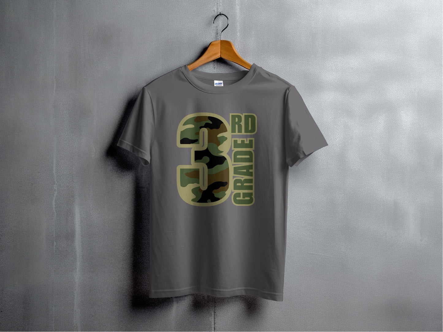 Jen Peete Designs Youth Clothing Third Grade Camouflage Back to School T-Shirt