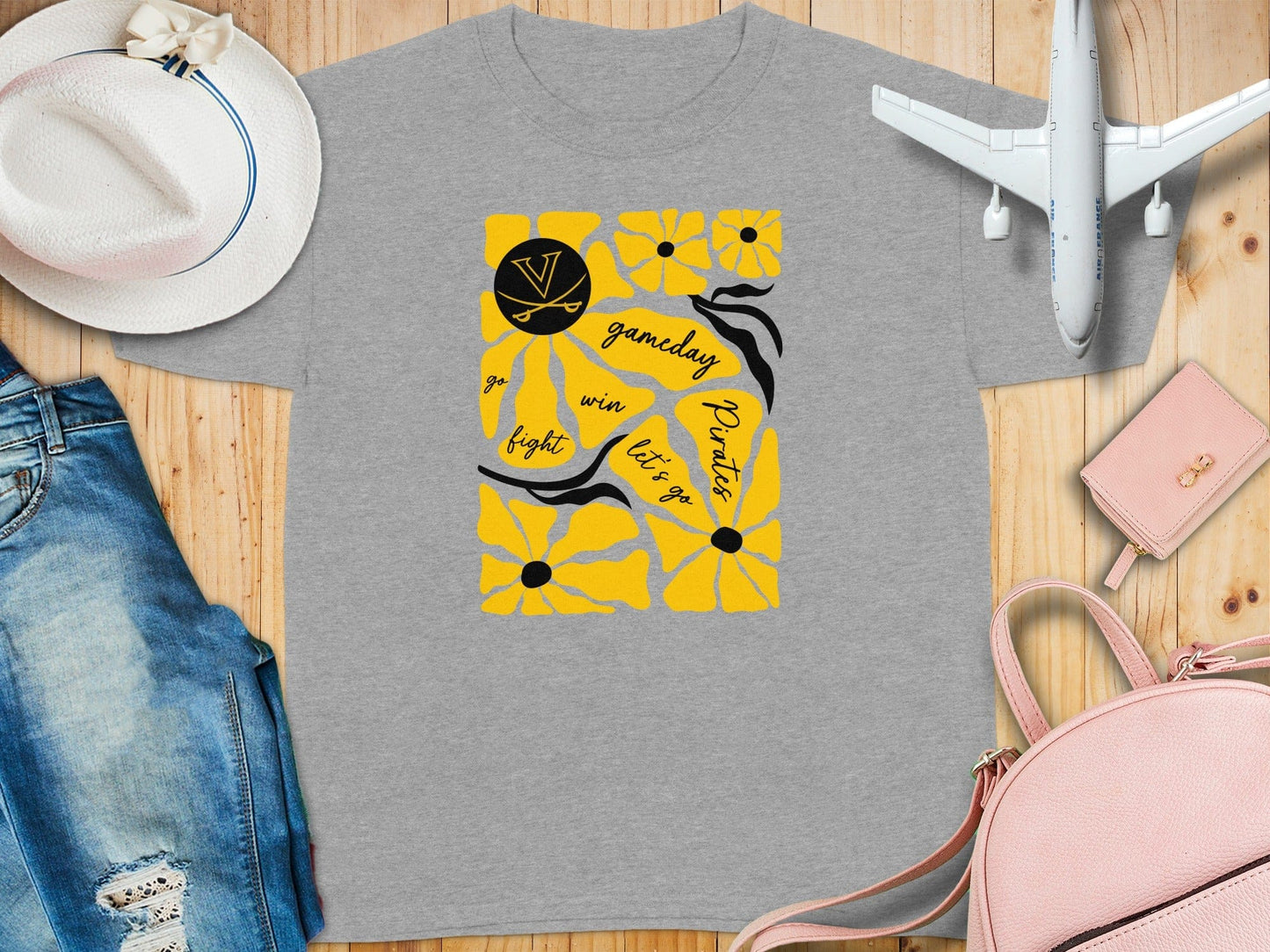 Jen Peete Designs Youth Clothing Youth Pirates Gameday Floral Spirit Shirt
