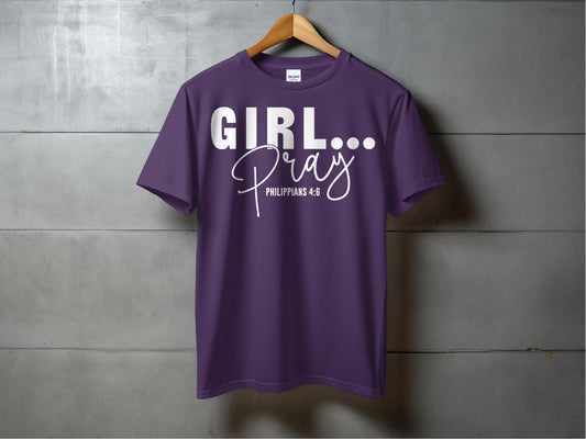 Jen Peete Designs Christian Clothing Girl Pray Philippians 4:6 Motivational Faith T-Shirts