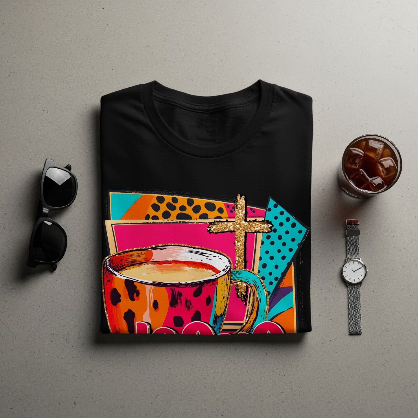 Jen Peete Designs Christian Clothing "Jesus Fills My Cup" Colorful Graphic T-Shirts
