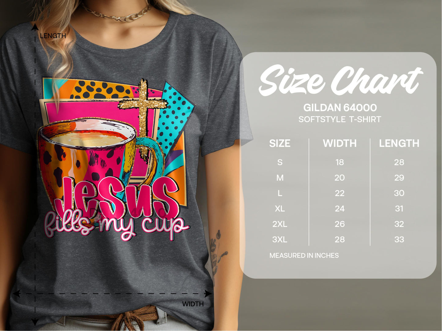 Jen Peete Designs Christian Clothing "Jesus Fills My Cup" Colorful Graphic T-Shirts