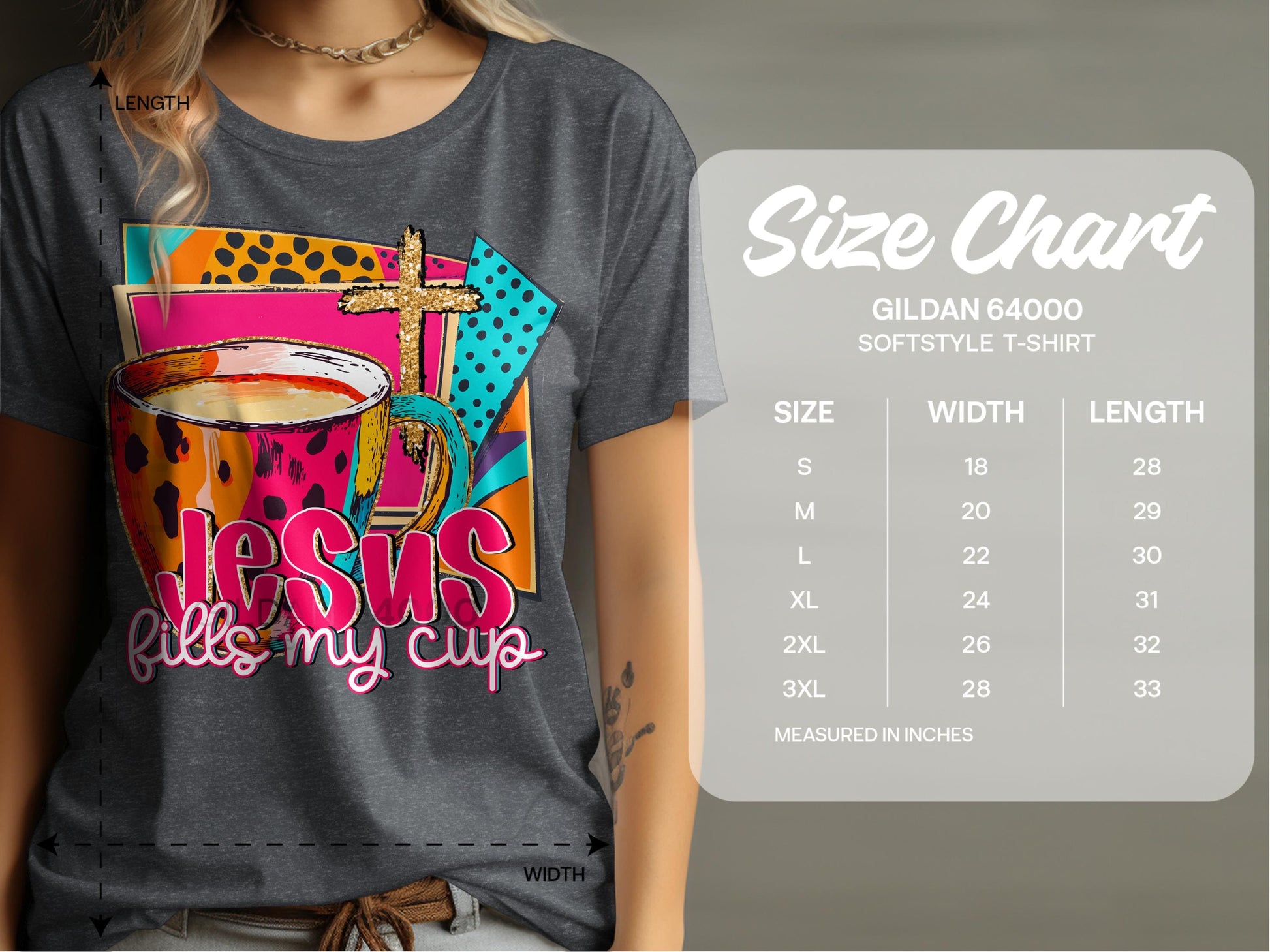 Jen Peete Designs Christian Clothing "Jesus Fills My Cup" Colorful Graphic T-Shirts