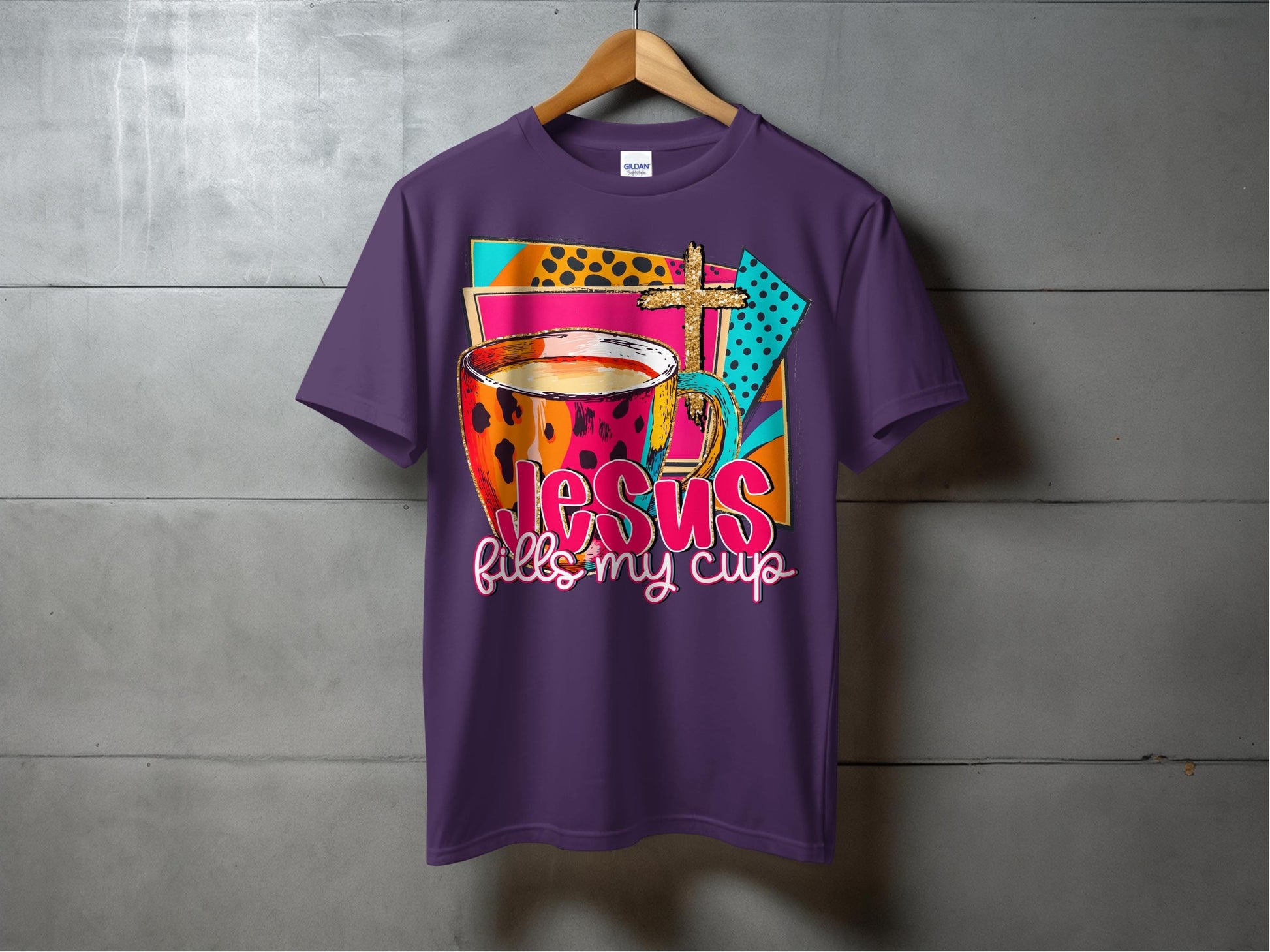 Jen Peete Designs Christian Clothing "Jesus Fills My Cup" Colorful Graphic T-Shirts