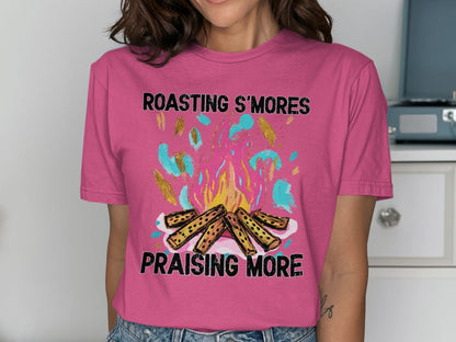 Jen Peete Designs Christian Clothing "Roasting S'mores Praising More" Graphic T-Shirts