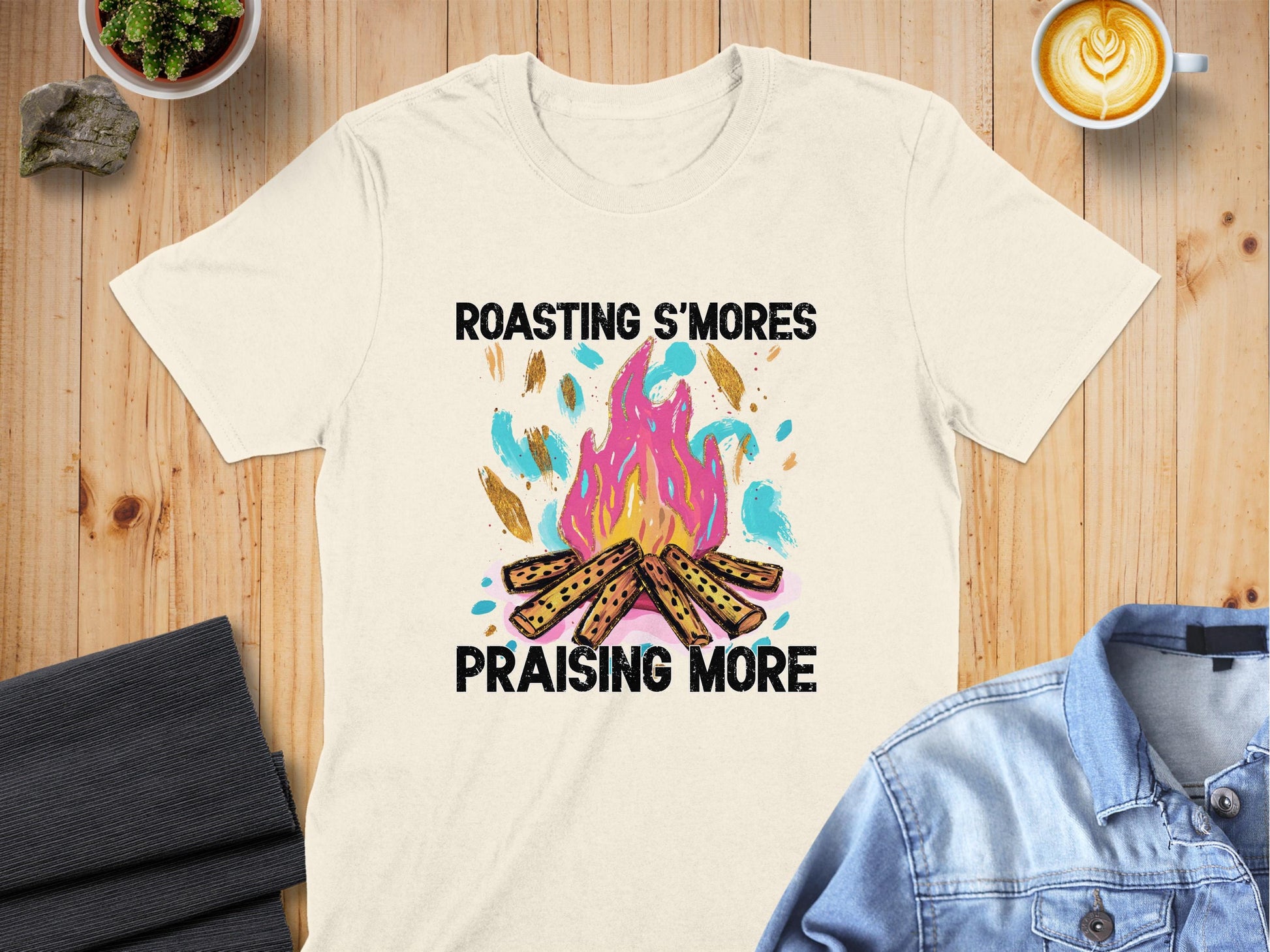 Jen Peete Designs Christian Clothing "Roasting S'mores Praising More" Graphic T-Shirts