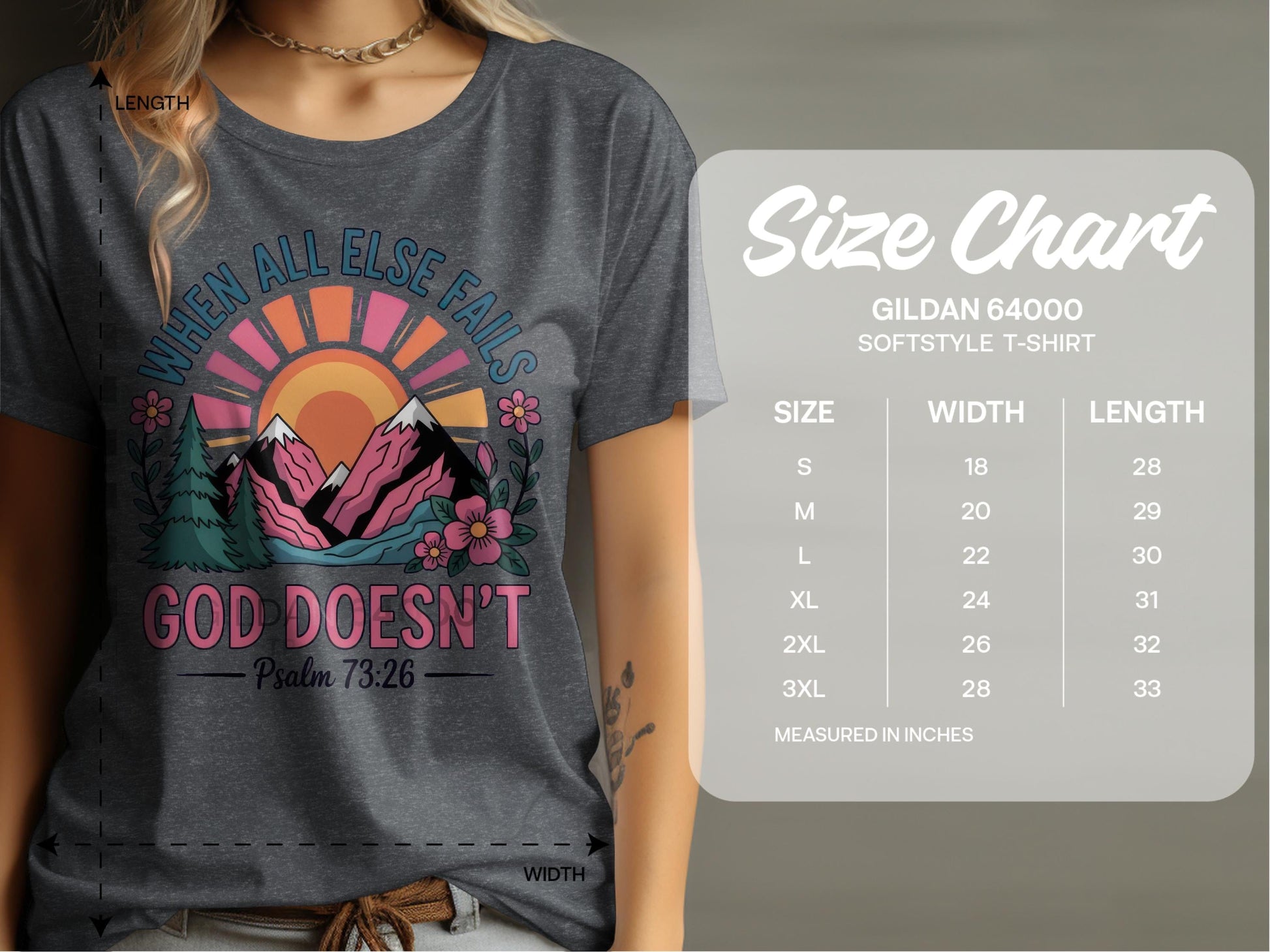 Jen Peete Designs Christian Clothing "When All Else Fails God Doesn't" Psalm 73:26 T-Shirts