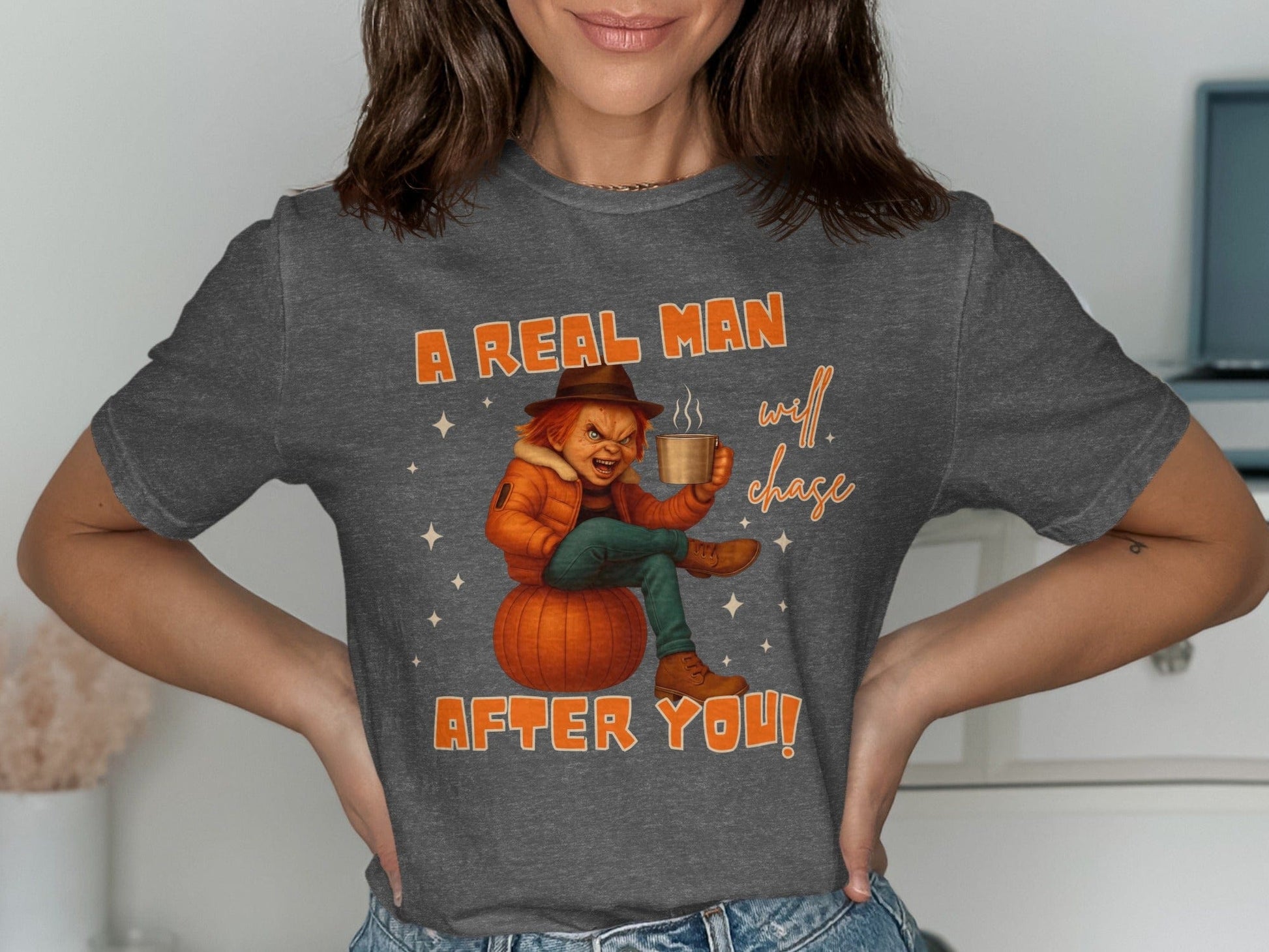 Jen Peete Designs Clothing T-shirts A Real Man Will Chase After You Child's Play Graphic T-Shirt