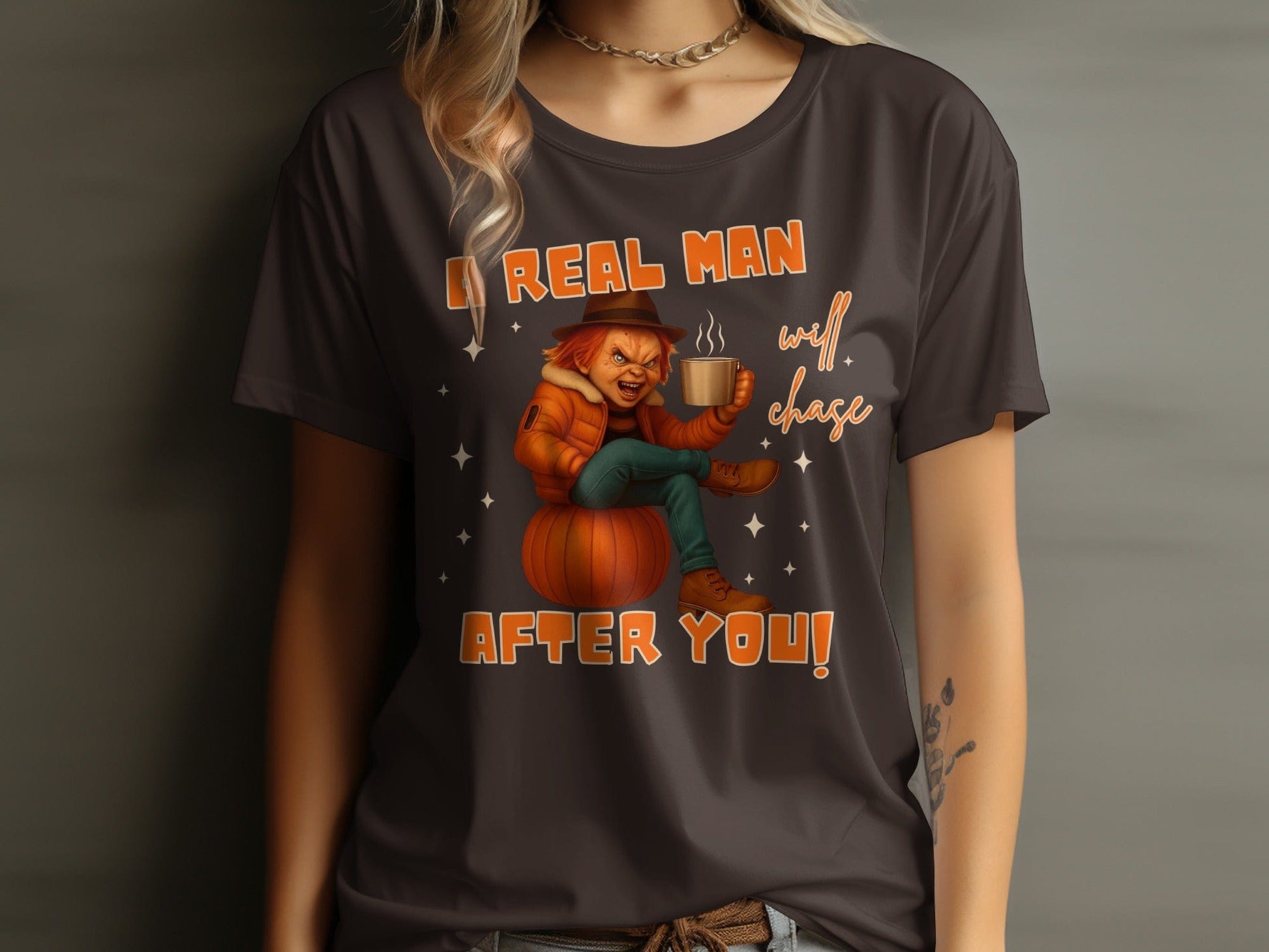 Jen Peete Designs Clothing T-shirts A Real Man Will Chase After You Child's Play Graphic T-Shirt