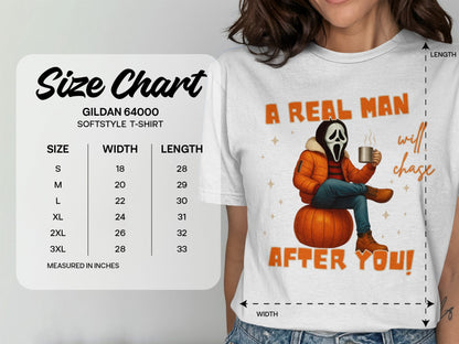 Jen Peete Designs Clothing T-shirts A Real Man Will Chase After You Ghost Face Graphic T-Shirt