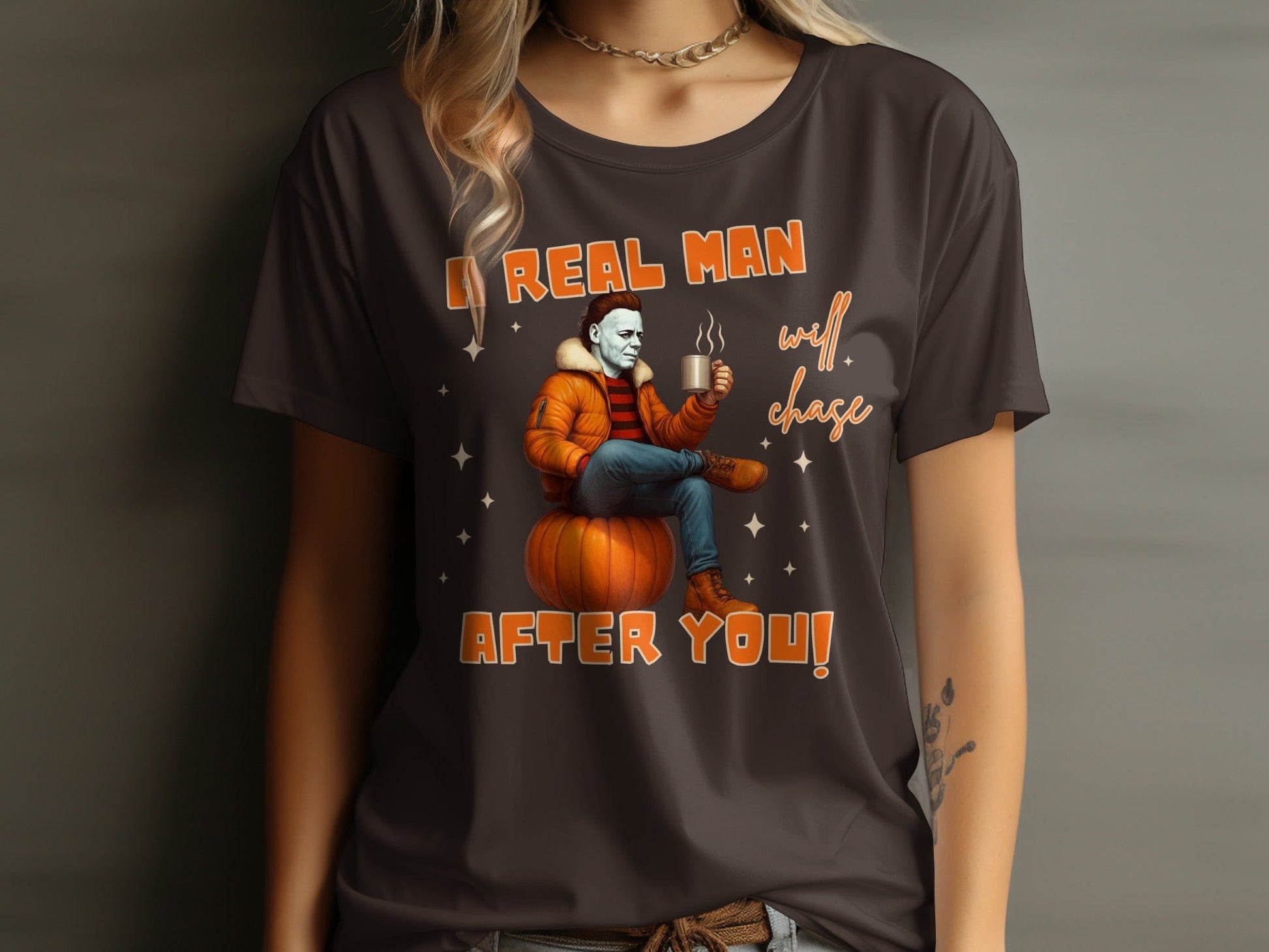 Jen Peete Designs Clothing T-shirts A Real Man Will Chase After You Michael Graphic T-Shirt