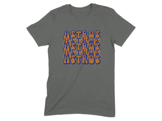 JPD Clothing T-shirts Astros Blue And Orange Leopard Print Design T-Shirt