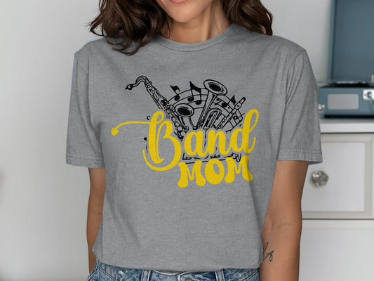 Jen Peete Designs Clothing T-shirts Band Mom with Instruments Graphic T-Shirts