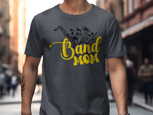 Jen Peete Designs Clothing T-shirts Band Mom with Instruments Graphic T-Shirts
