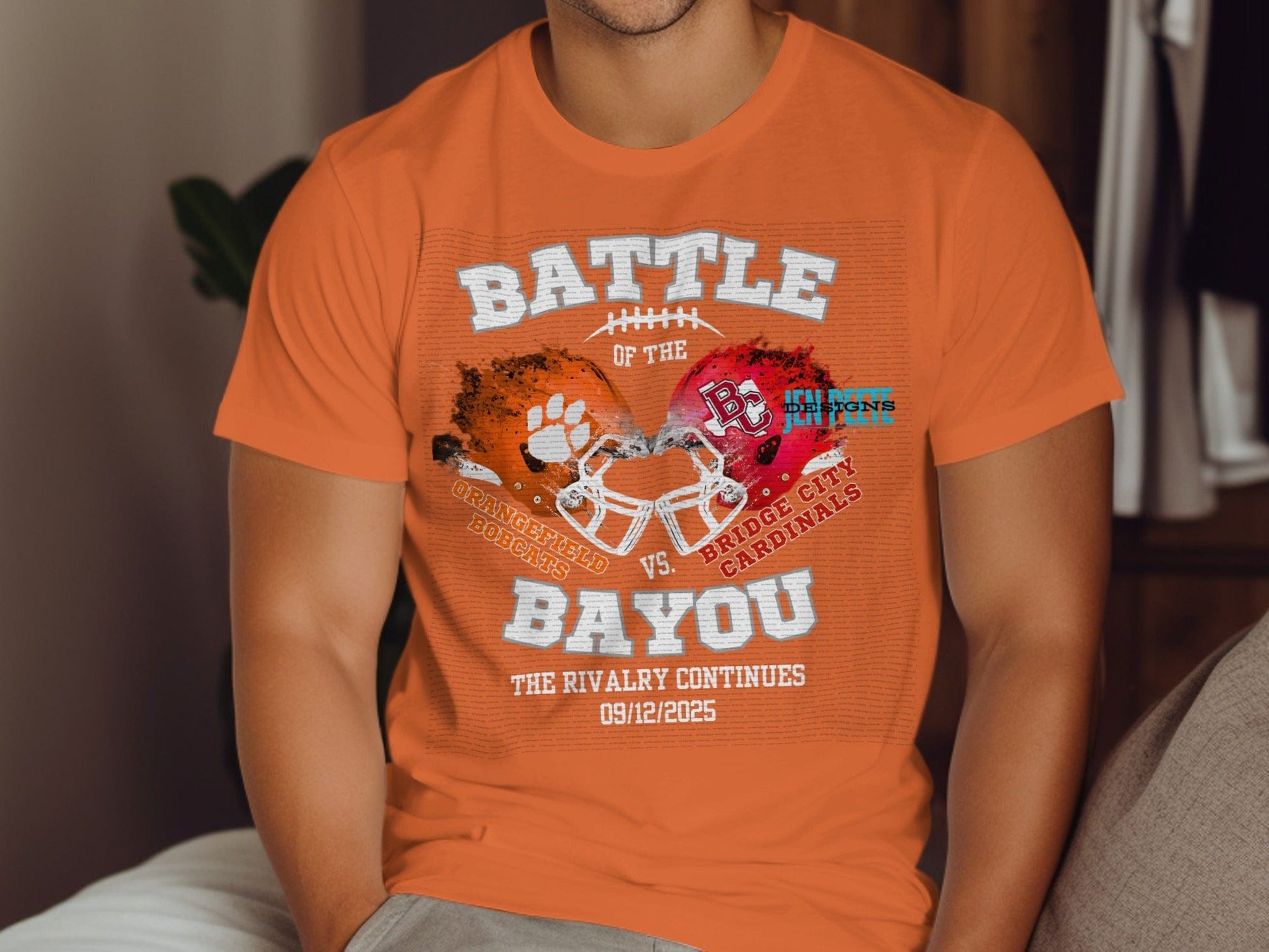Jen Peete Designs Clothing T-shirts Battle of the Bayou Spirit Shirt (Cardinals & Bobcats)