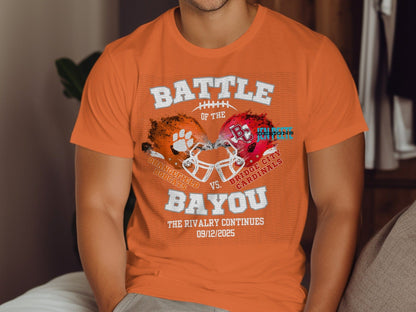Jen Peete Designs Clothing T-shirts Battle of the Bayou Spirit Shirt (Cardinals & Bobcats)