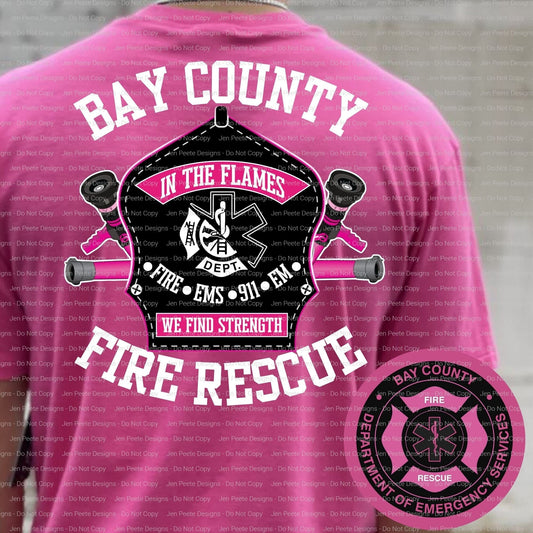 Jen Peete Designs Clothing T-shirts Bay County Fire Rescue Pink Out Shirt