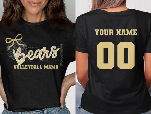 Jen Peete Designs Clothing T-shirts Bears (Gold) Glitter Volleyball Mama Spirit Shirt