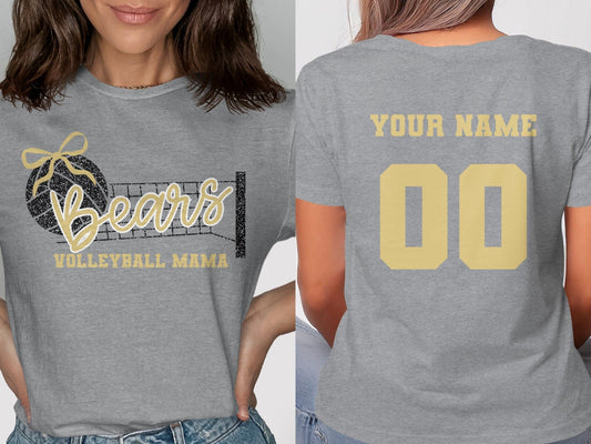 Jen Peete Designs Clothing T-shirts Bears (Gold) Glitter Volleyball Mama Spirit Shirt