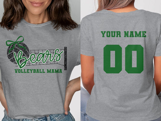 Jen Peete Designs Clothing T-shirts Bears (Green) Glitter Volleyball Mama Spirit Shirt