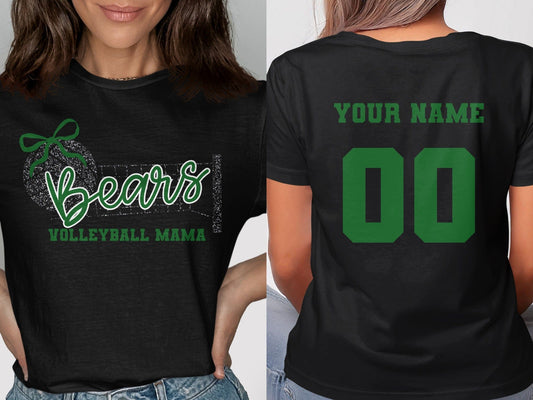 Jen Peete Designs Clothing T-shirts Bears (Green) Glitter Volleyball Mama Spirit Shirt