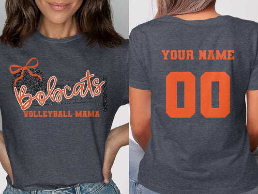 Jen Peete Designs Clothing T-shirts Bobcats Glitter Volleyball Mama Spirit Shirt