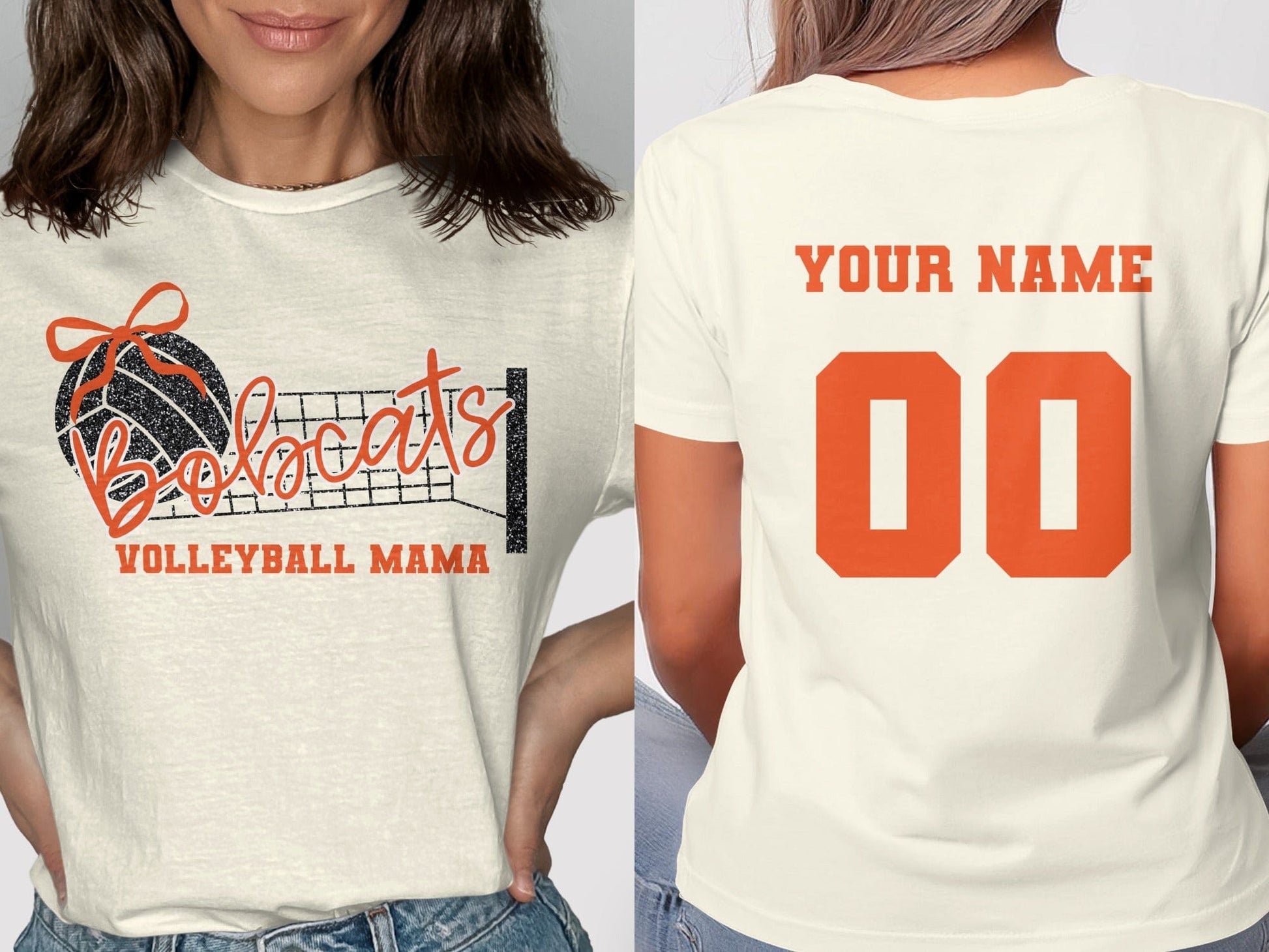 Jen Peete Designs Clothing T-shirts Bobcats Glitter Volleyball Mama Spirit Shirt