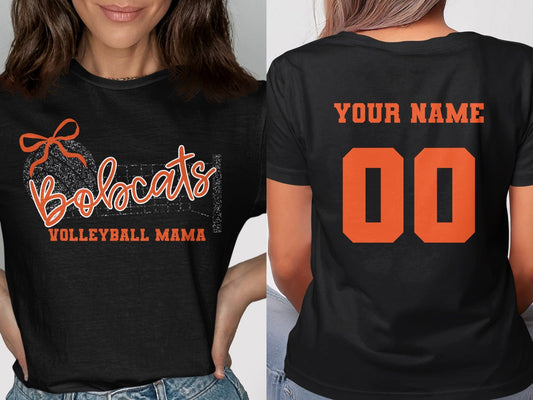 Jen Peete Designs Clothing T-shirts Bobcats Glitter Volleyball Mama Spirit Shirt