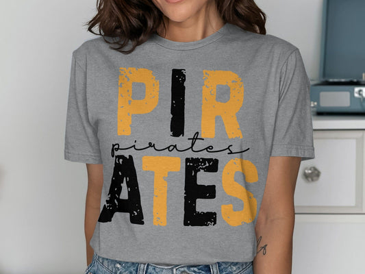 Jen Peete Designs Clothing T-shirts Bold Black and Gold Pirates T-Shirt