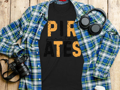 Jen Peete Designs Clothing T-shirts Bold Black and Gold Pirates T-Shirt
