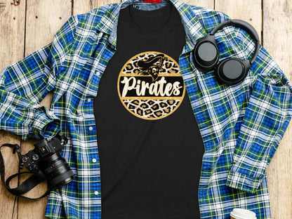 Jen Peete Designs Clothing T-shirts Bold Pirates Design Leopard Golden Circle T-Shirt