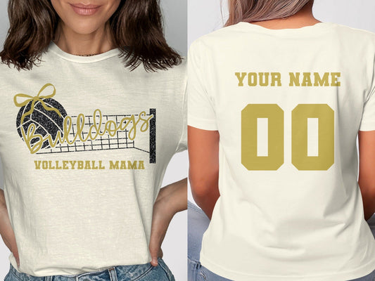 Jen Peete Designs Clothing T-shirts Bulldogs Glitter Volleyball Mama Spirit Shirt