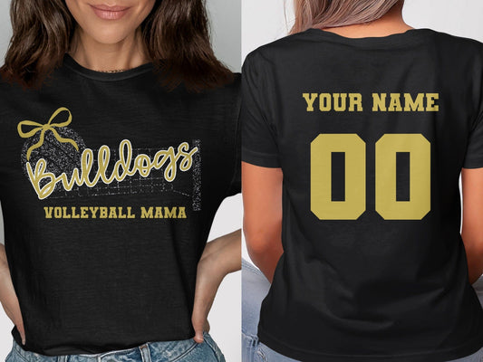Jen Peete Designs Clothing T-shirts Bulldogs Glitter Volleyball Mama Spirit Shirt