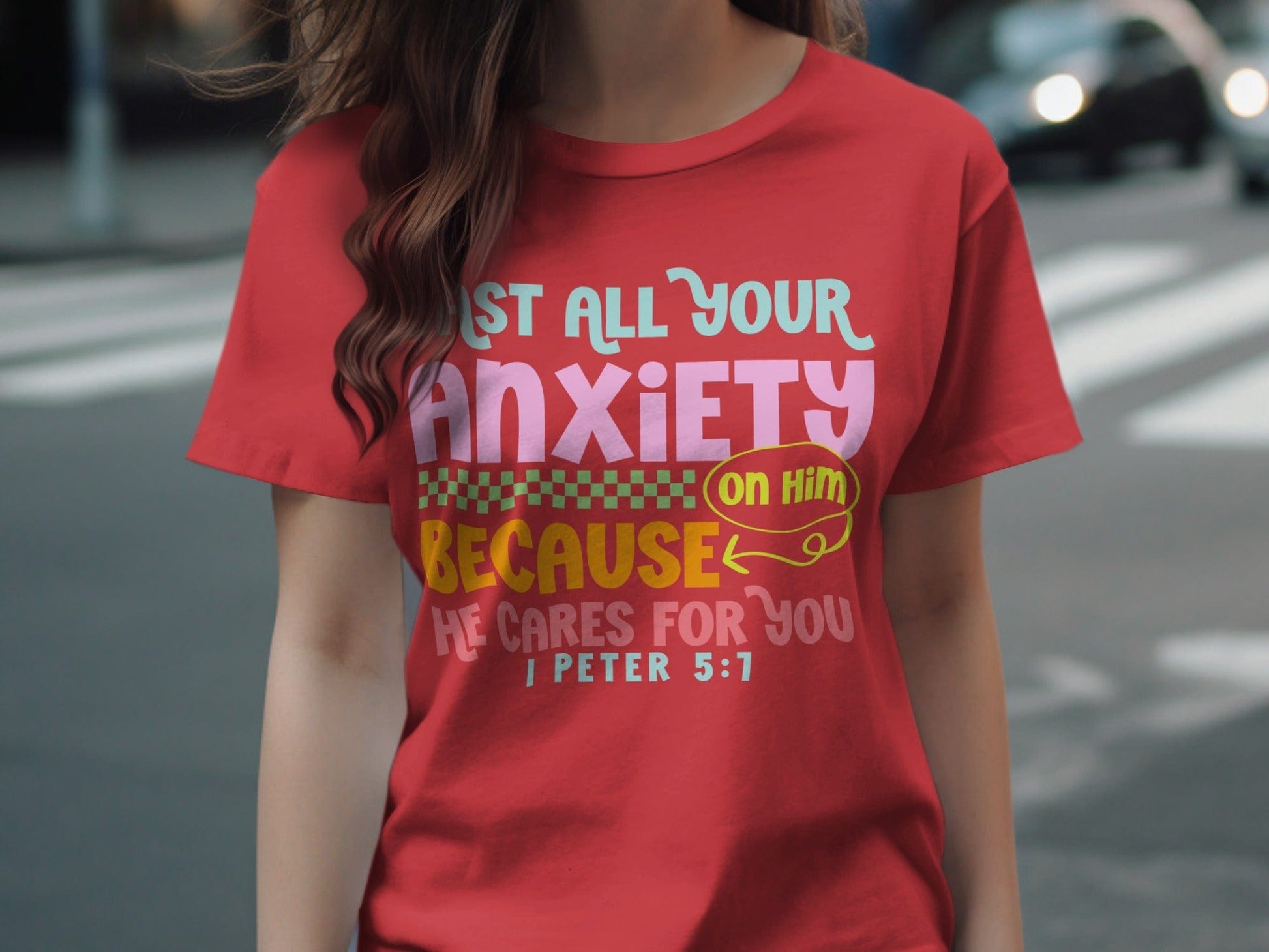 Jen Peete Designs Clothing T-shirts Cast All Your Anxiety on Him T-Shirts