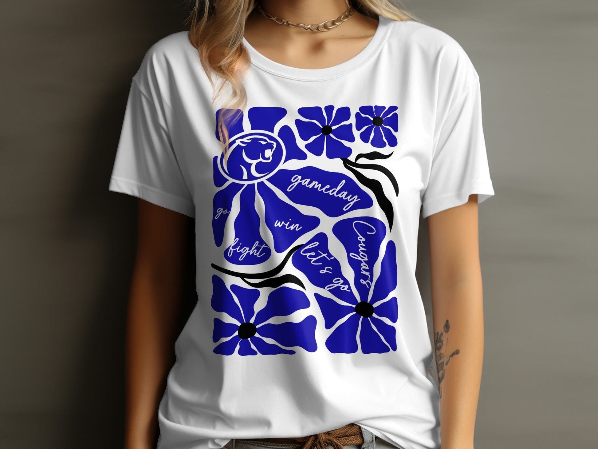 Jen Peete Designs Clothing T-shirts Eye Catching Cougar Gameday Spirit T-Shirt
