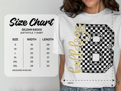 Jen Peete Designs Clothing T-shirts Cursive Bulldogs Spirit Shirt with Checkered B