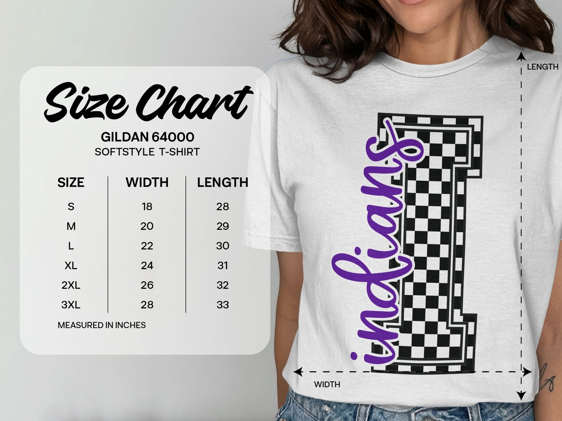 Jen Peete Designs Clothing T-shirts Cursive Indians Spirit Shirt with Checkered I