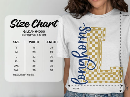 Jen Peete Designs Clothing T-shirts Cursive Longhorns Spirit Shirt with Checkered L