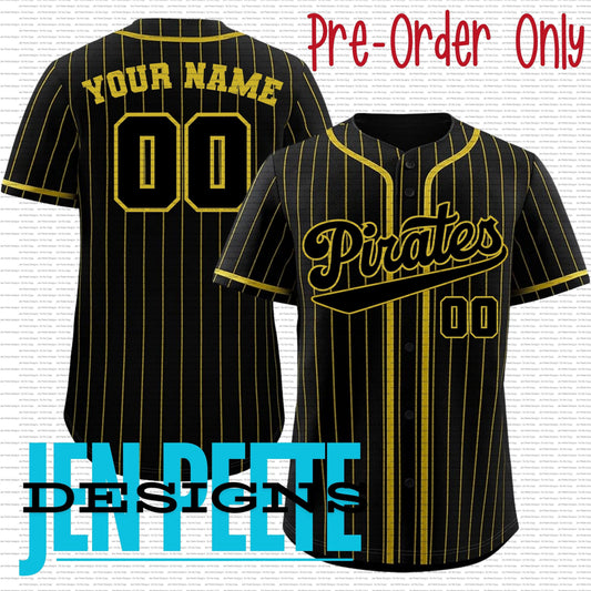 Jen Peete Designs Clothing T-shirts Customizable Button Up Baseball Jersey - Pirates Example