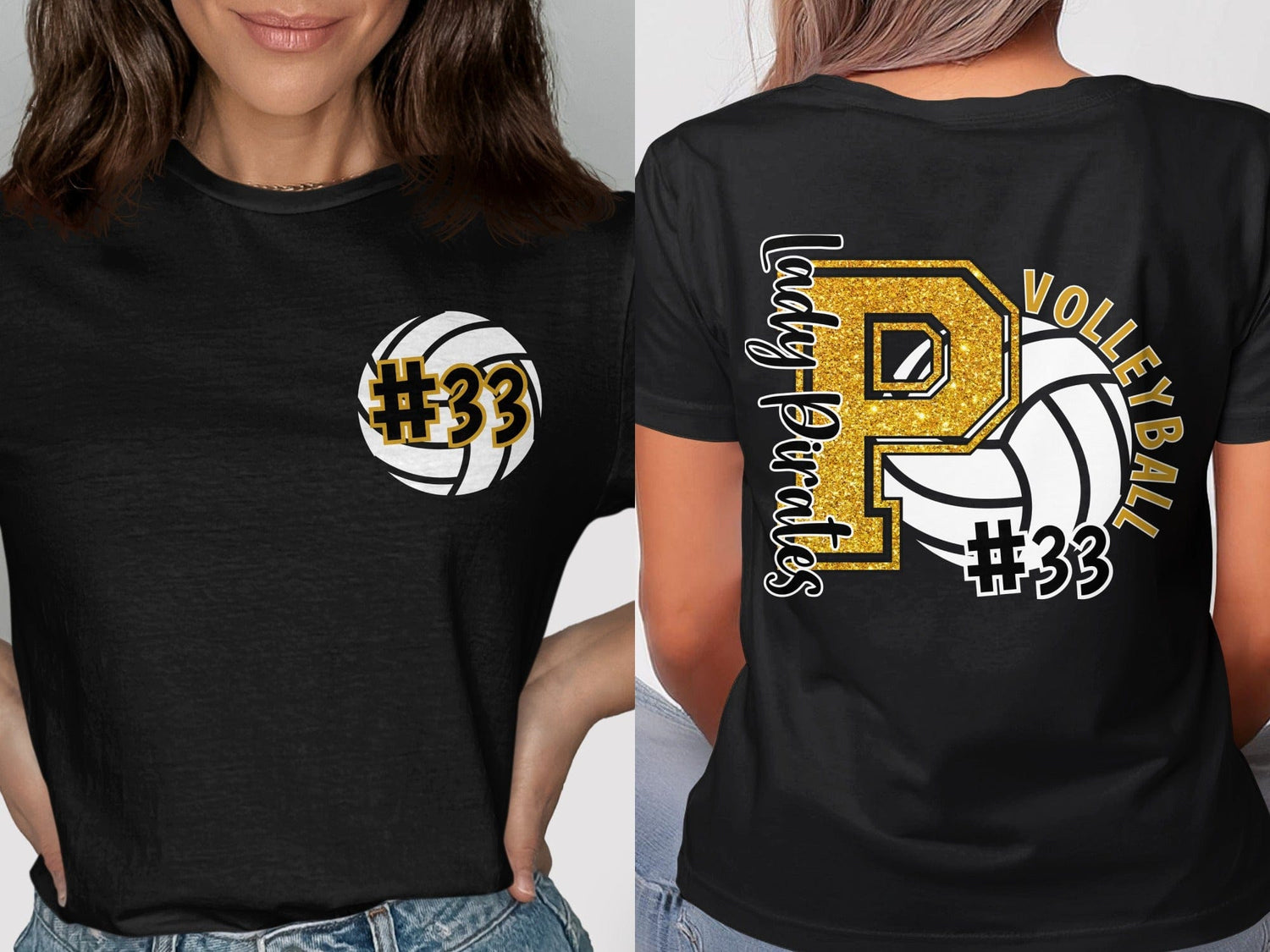 Jen Peete Designs Clothing T-shirts Customizable Glitter Volleyball Spirit Shirt