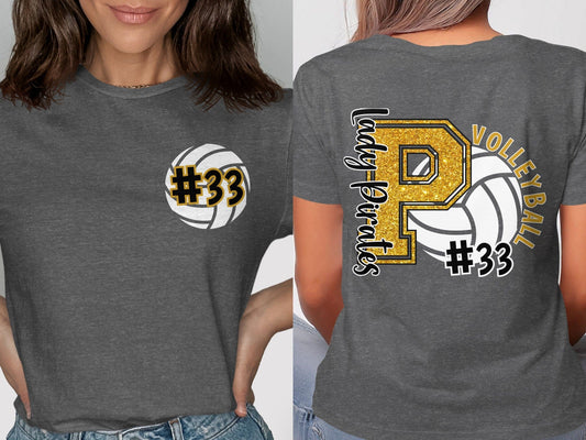 Jen Peete Designs Clothing T-shirts Customizable Glitter Volleyball Spirit Shirt