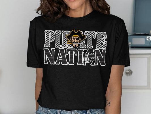 Jen Peete Designs Clothing T-shirts Customizable Pirate Nation Band Graphic T-Shirt