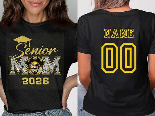 Jen Peete Designs Clothing T-shirts Customizable Senior Mom 2026 Band Graphic T-Shirt
